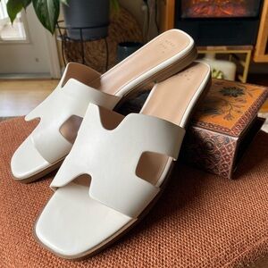 A New Day White Sandals with H-shaped Cut-out and Slip-on Design